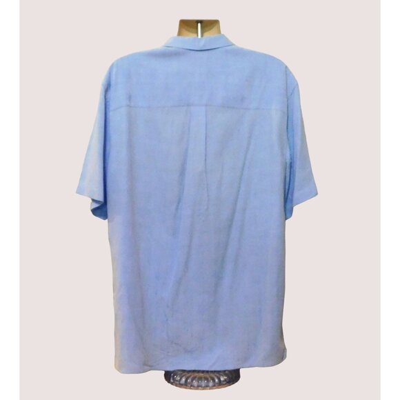 Jos A Bank Tropical Shirt Mens M Blue Casual Hawaiian Palm Tree Short Slv Pocket - Picture 5 of 7